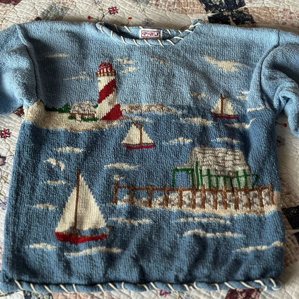 Vintage Nautical Seaside Knit Sweater